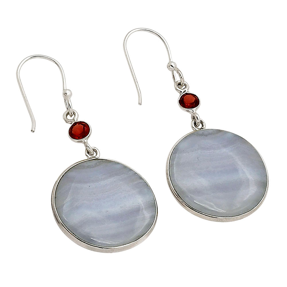Blue Lace Agate and Garnet Earrings E-1002 SDE90282