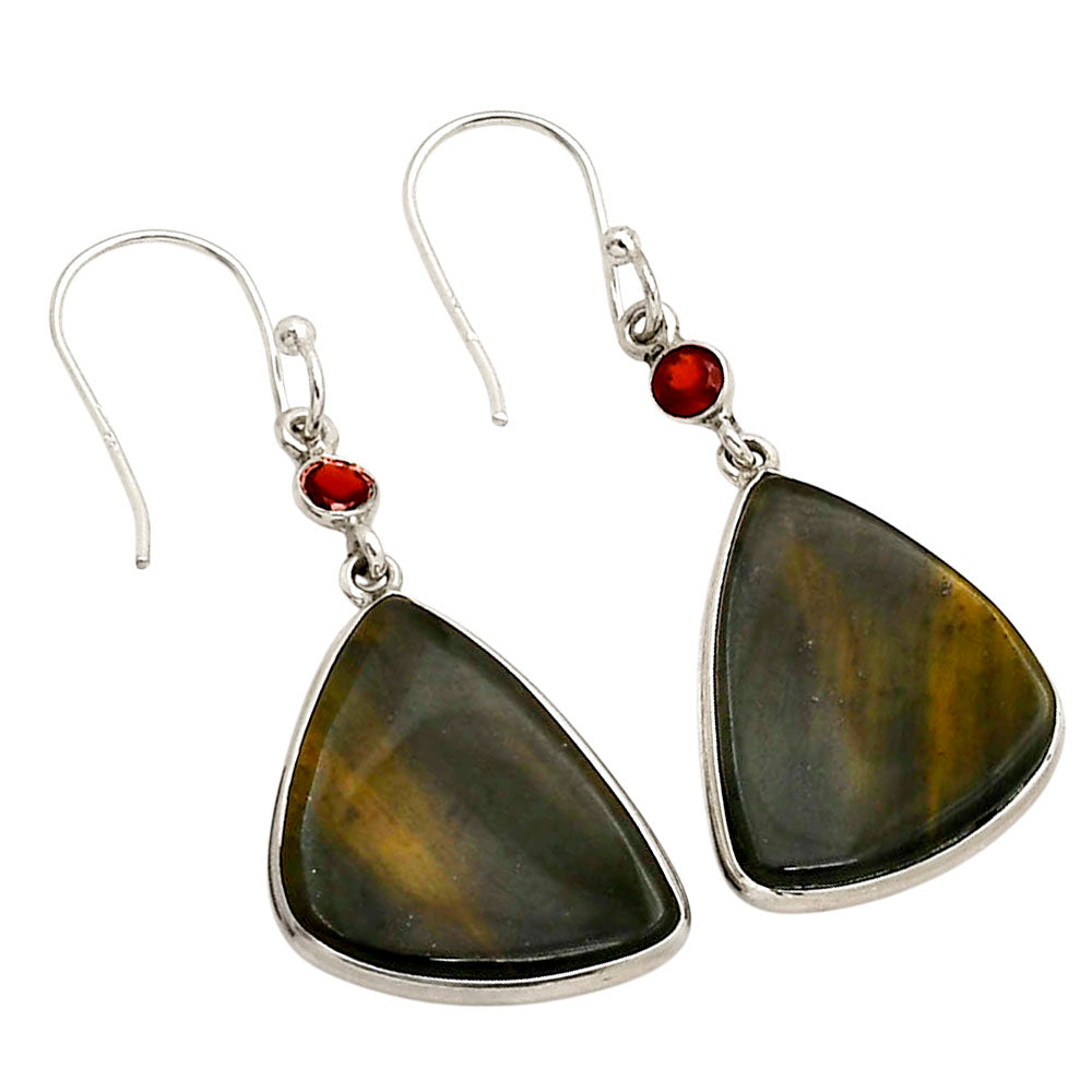Blue Tiger Eye and Garnet Earrings E-1002 SDE90285