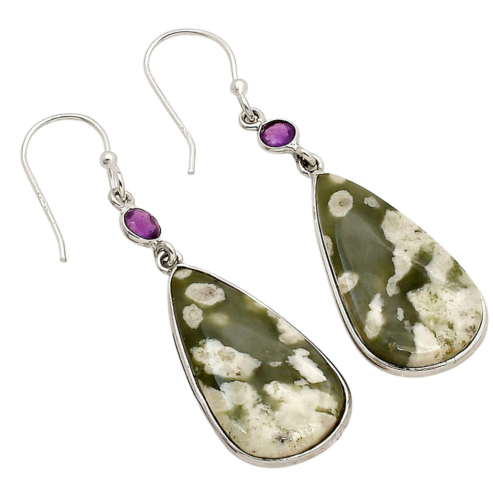 Peace Jade and Amethyst Earrings E-1002 SDE90301