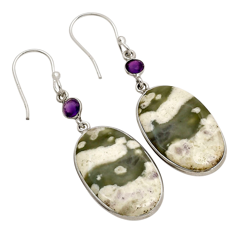 Peace Jade and Amethyst Earrings E-1002 SDE90302