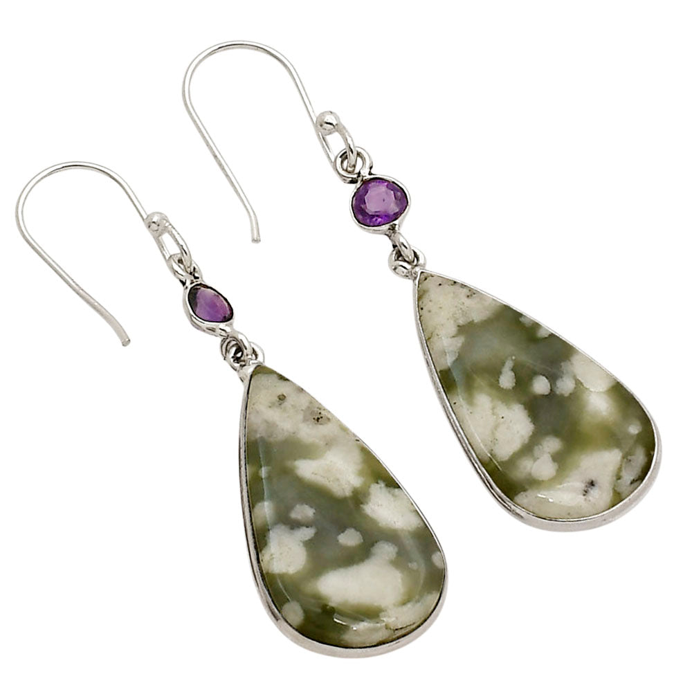 Peace Jade and Amethyst Earrings E-1002 SDE90303