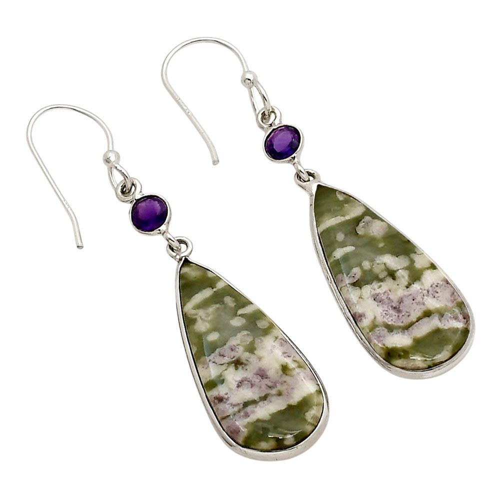 Peace Jade and Amethyst Earrings E-1002 SDE90305