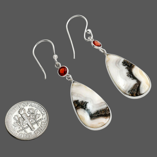 Prairie Agate and Hessonite Garnet Earrings E-1002 SDE90536