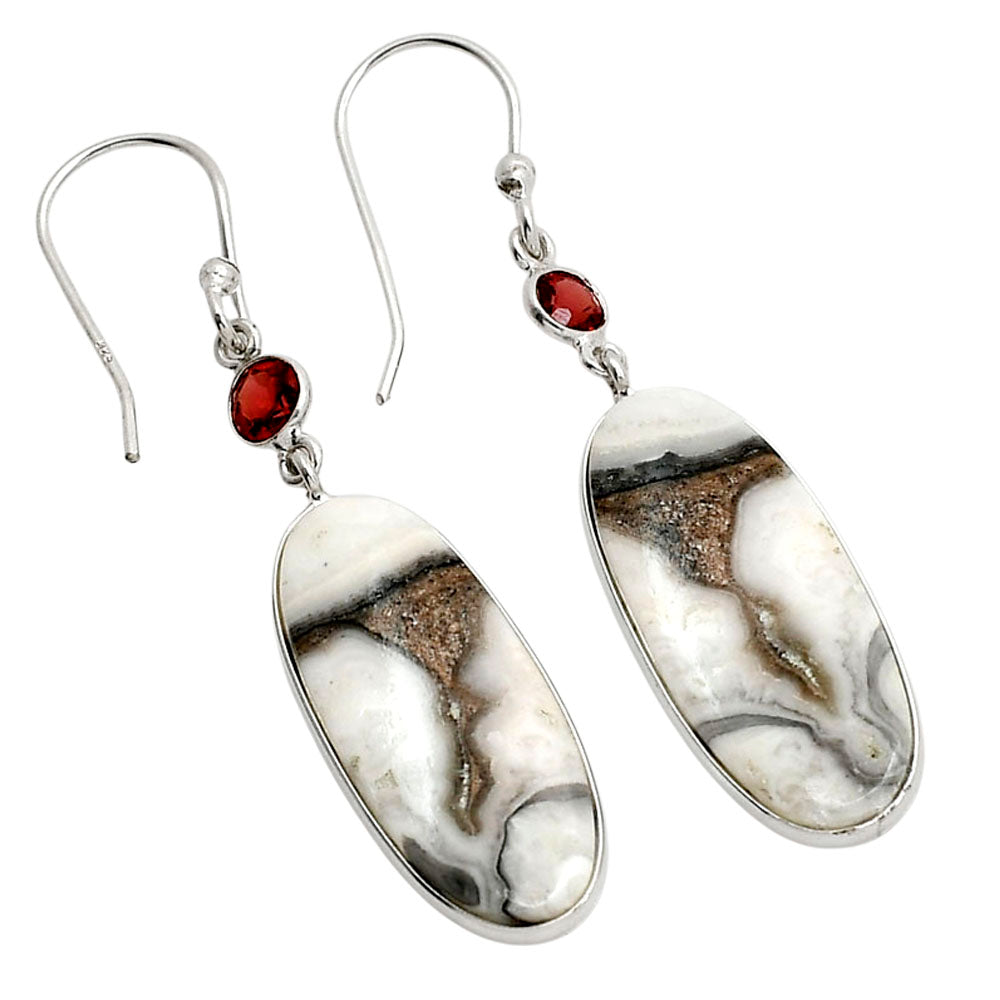 Prairie Agate and Hessonite Garnet Earrings E-1002 SDE90553