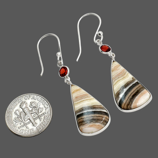 Prairie Agate and Hessonite Garnet Earrings E-1002 SDE90557