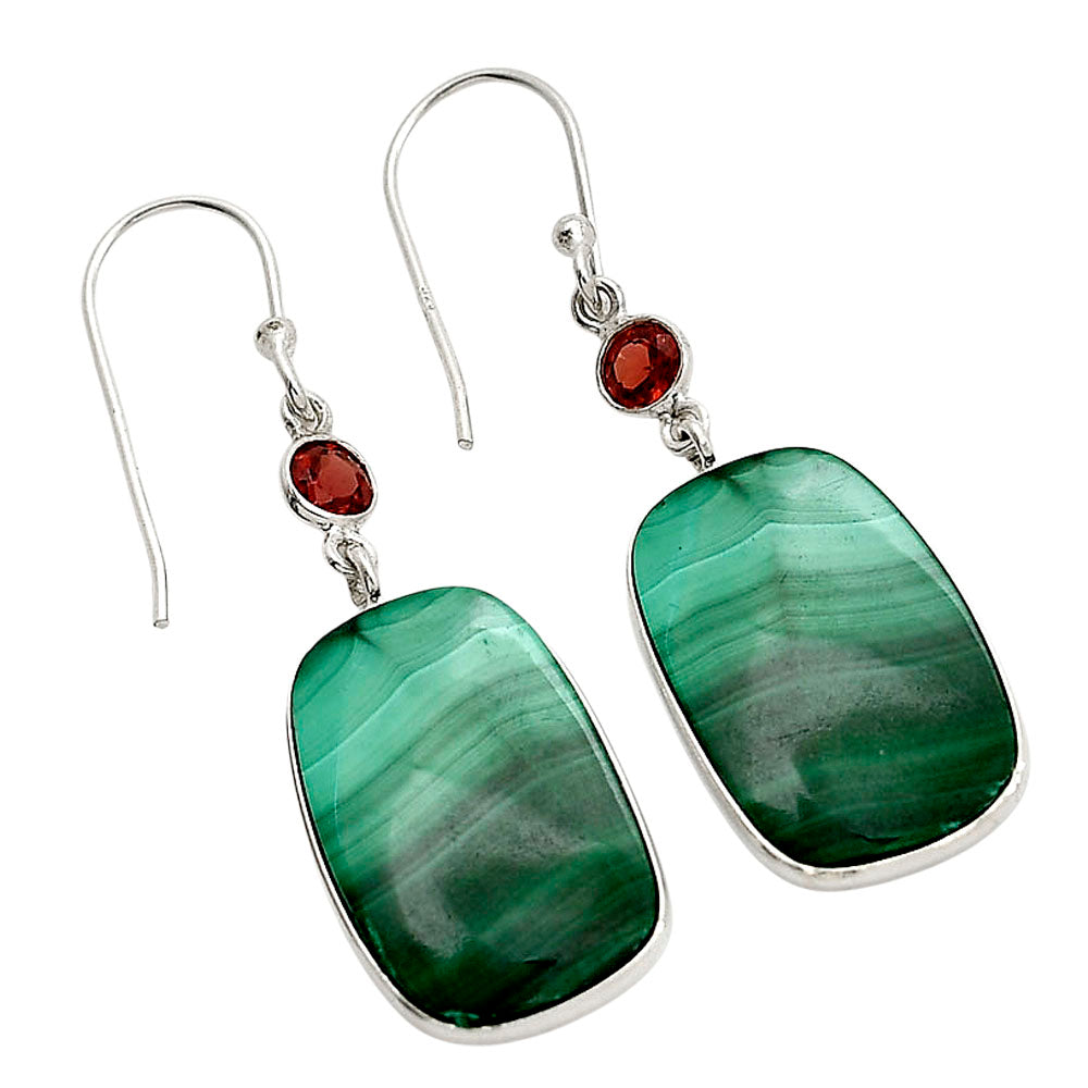 Malachite Eye and Hessonite Garnet Earrings E-1002 SDE90562