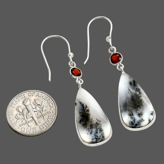 Merlinite Dendritic Opal and Hessonite Garnet Earrings E-1002 SDE90575