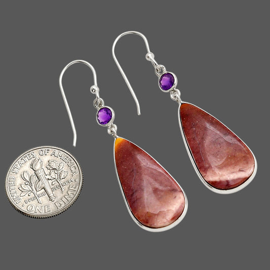 Red Mookaite and Amethyst Earrings E-1002 SDE90619