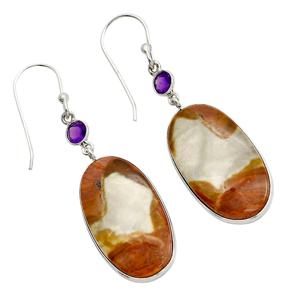 Polygram Jasper and Amethyst Earrings E-1002 SDE90628