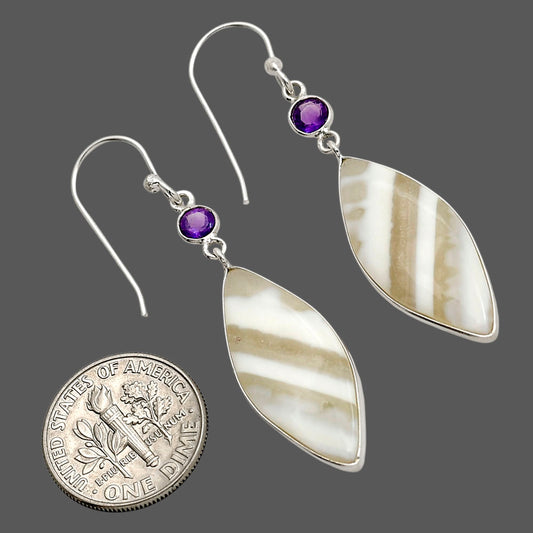 Banded Onyx and Amethyst Earrings E-1002 SDE90629