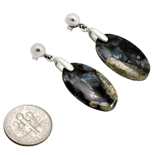 Llanite Blue Opal Crystal Sphere Earrings E-1199 SDE90689
