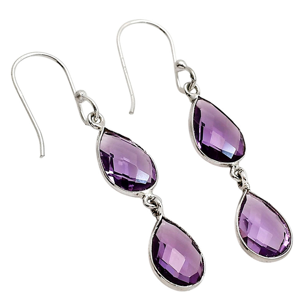 Amethyst Checker Briolette Earrings E-1006 SDE90759