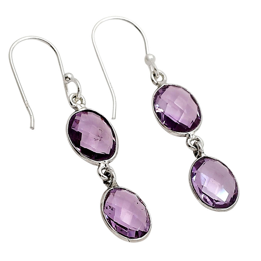 Amethyst Checker Briolette Earrings E-1006 SDE90775
