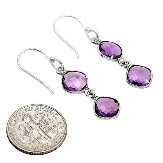 Amethyst Checker Briolette Earrings E-1006 SDE90777