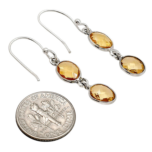Citrine Checker Briolette Earrings E-1006 SDE90812