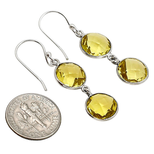 Lemon Quartz Checker Briolette Earrings E-1006 SDE90849
