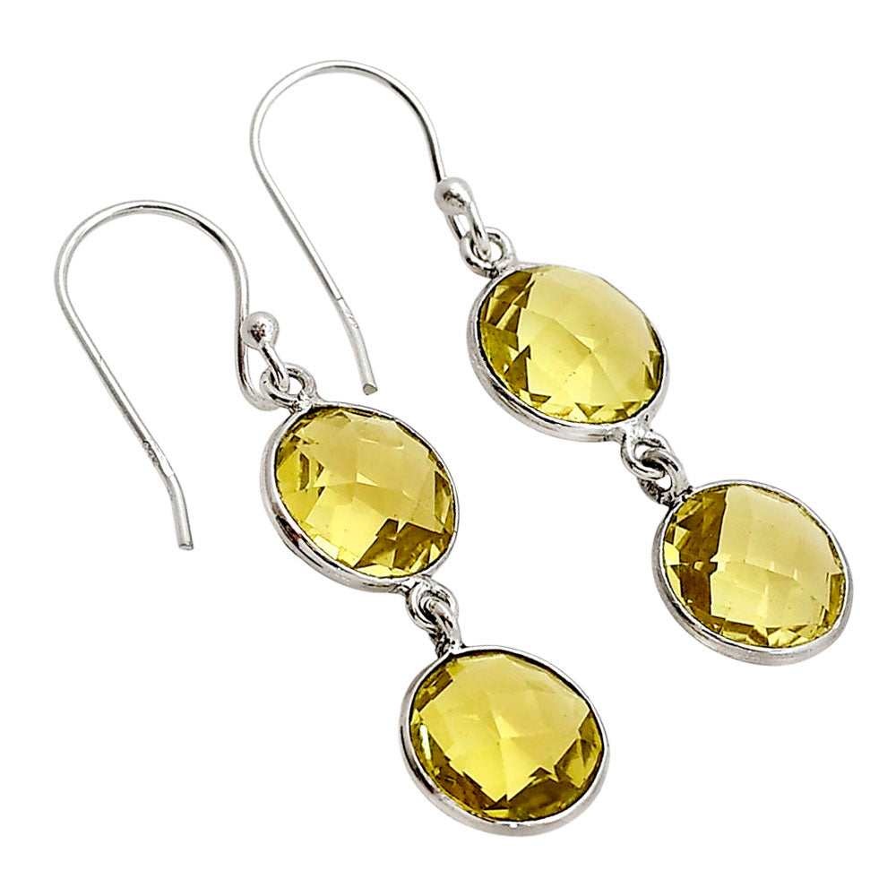 Lemon Quartz Checker Briolette Earrings E-1006 SDE90849