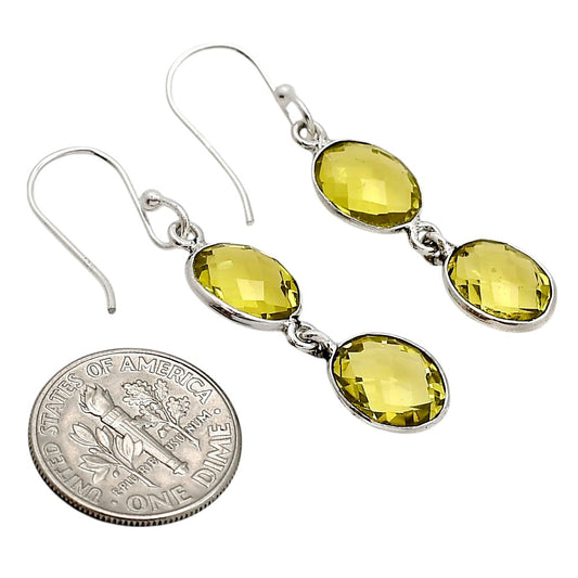 Lemon Quartz Checker Briolette Earrings E-1006 SDE90852