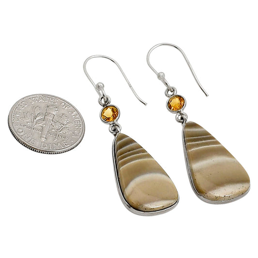 Flint Stone and Citrine Earrings E-1002 SDE90932