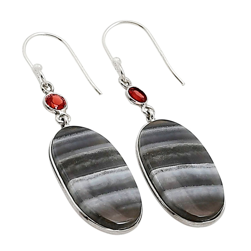 Banded Onyx and Garnet Earrings E-1002 SDE90949