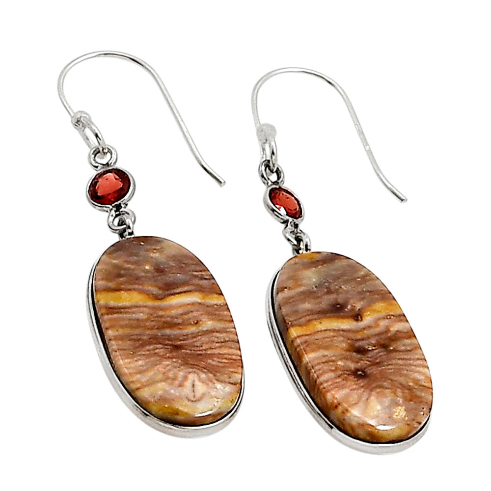 Wave Dolomite and Garnet Earrings E-1002 SDE90956