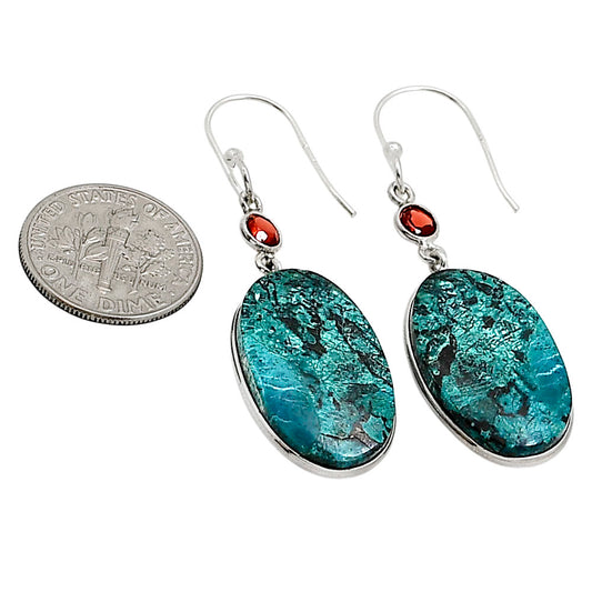 Shattuckite and Garnet Earrings E-1002 SDE90961