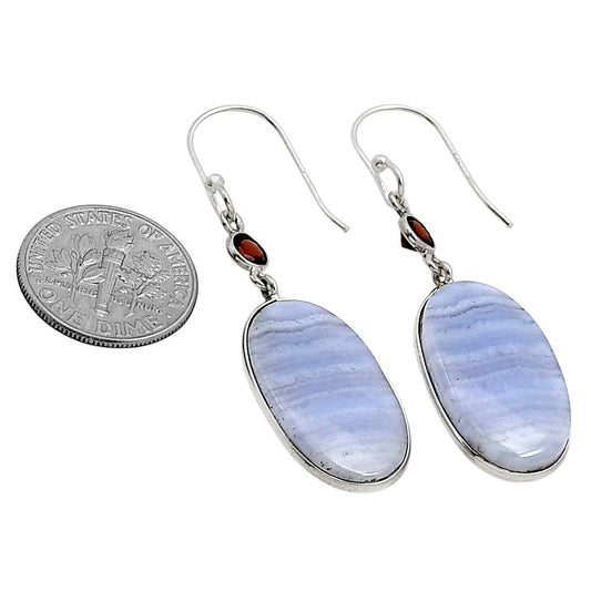 Blue Lace Agate and Garnet Earrings E-1002 SDE90962