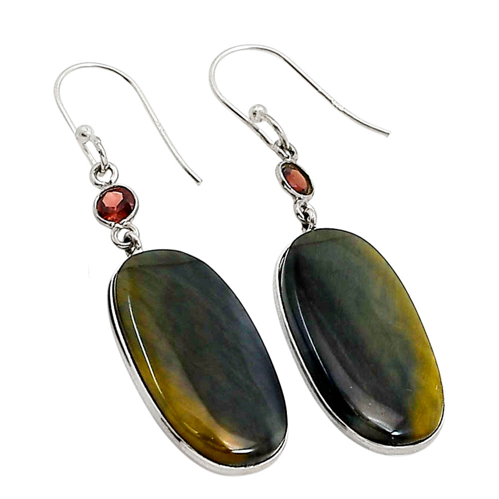 Blue Tiger Eye and Garnet Earrings E-1002 SDE90963