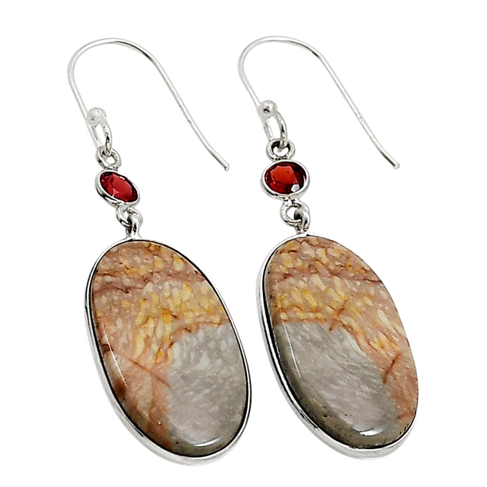 Wave Dolomite and Garnet Earrings E-1002 SDE90977
