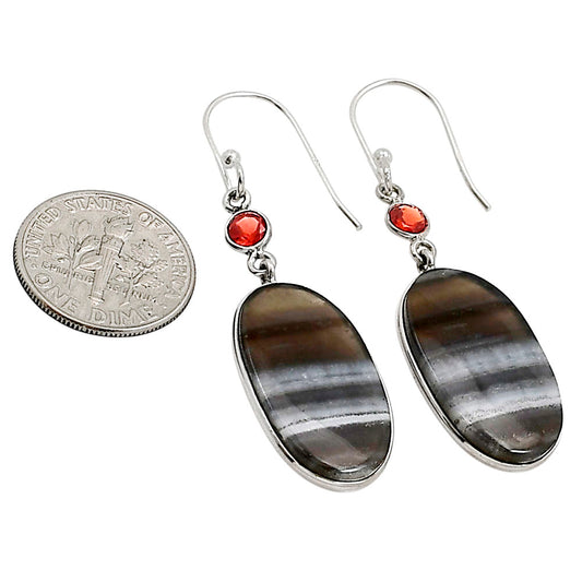 Banded Onyx and Garnet Earrings E-1002 SDE90983
