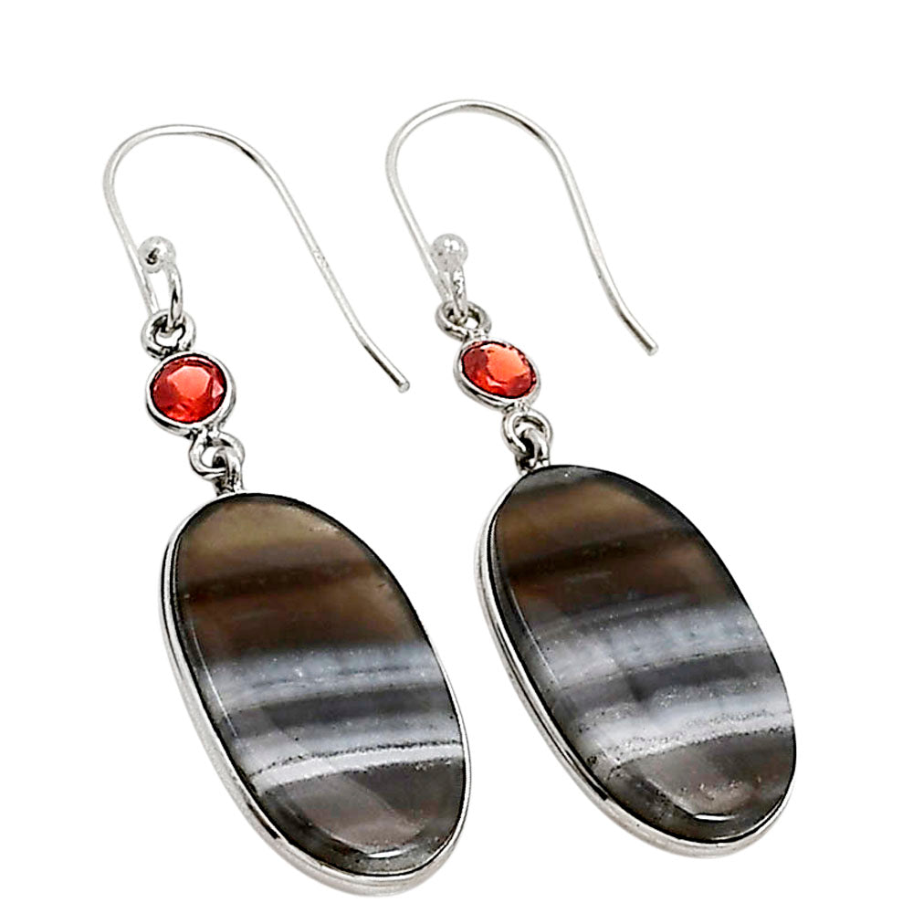 Banded Onyx and Garnet Earrings E-1002 SDE90983