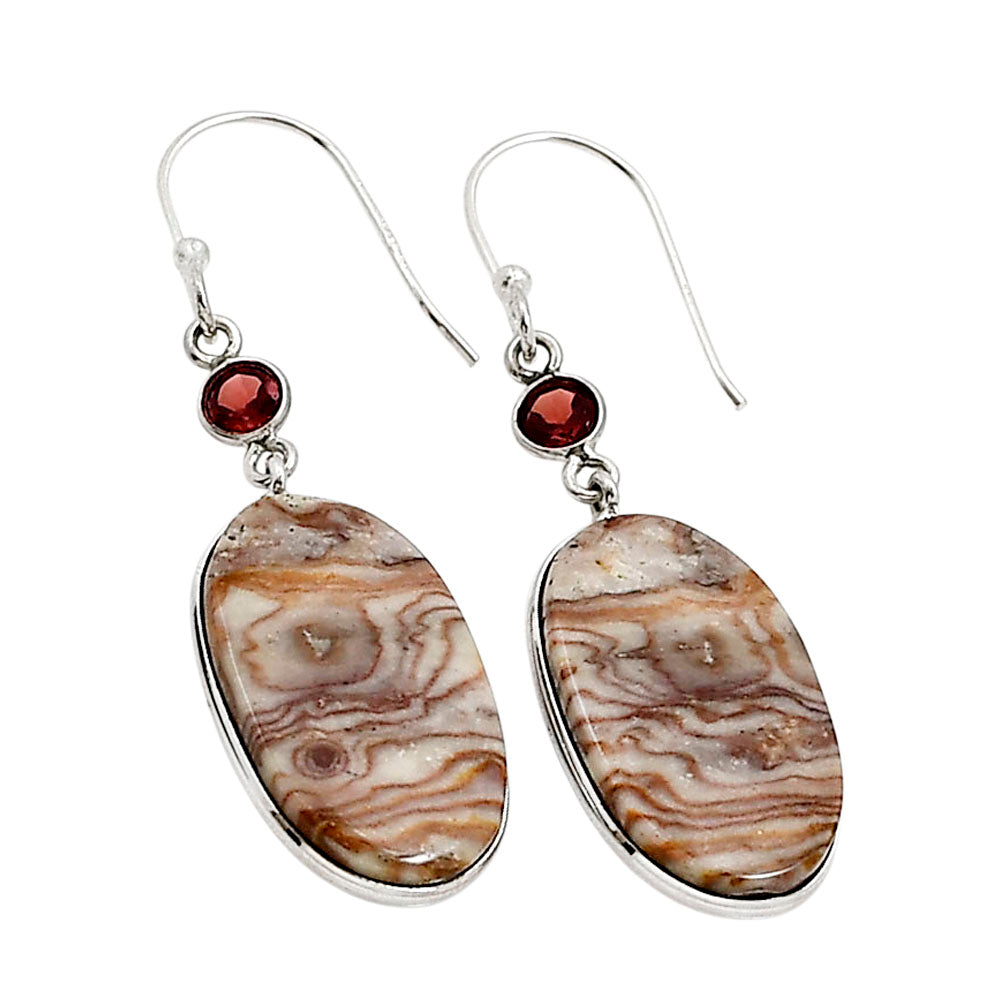 Wave Dolomite and Garnet Earrings E-1002 SDE90986