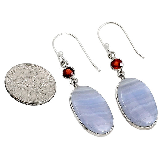 Blue Lace Agate and Garnet Earrings E-1002 SDE90991
