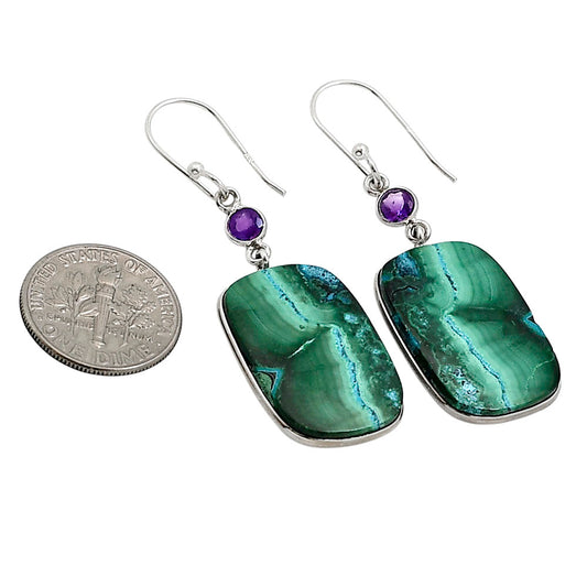 Malachite Eye and Amethyst Earrings E-1002 SDE91002