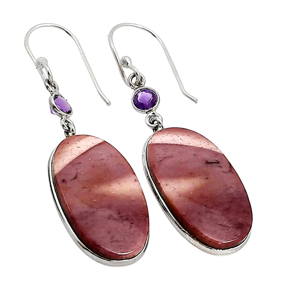 Red Mookaite and Amethyst Earrings E-1002 SDE91009