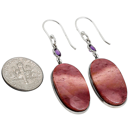 Red Mookaite and Amethyst Earrings E-1002 SDE91010