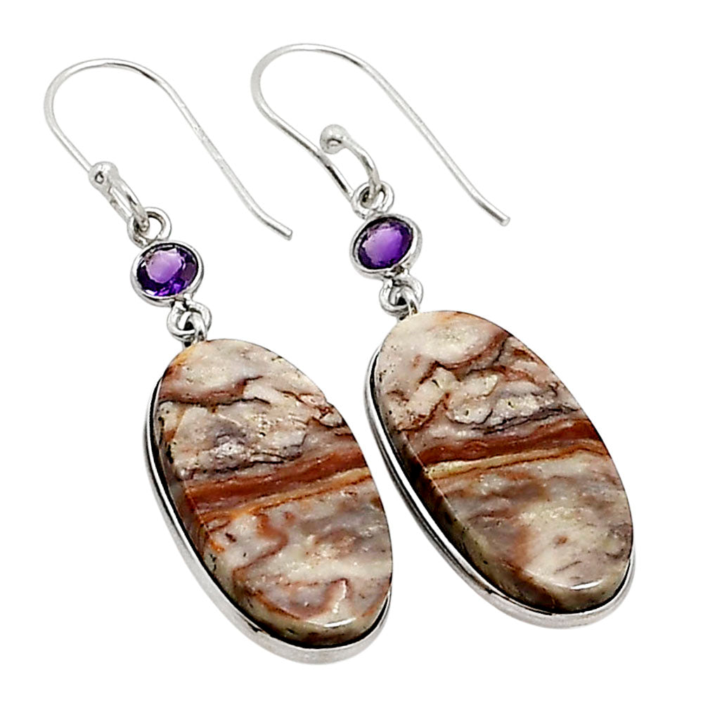 Wave Dolomite and Amethyst Earrings E-1002 SDE91012