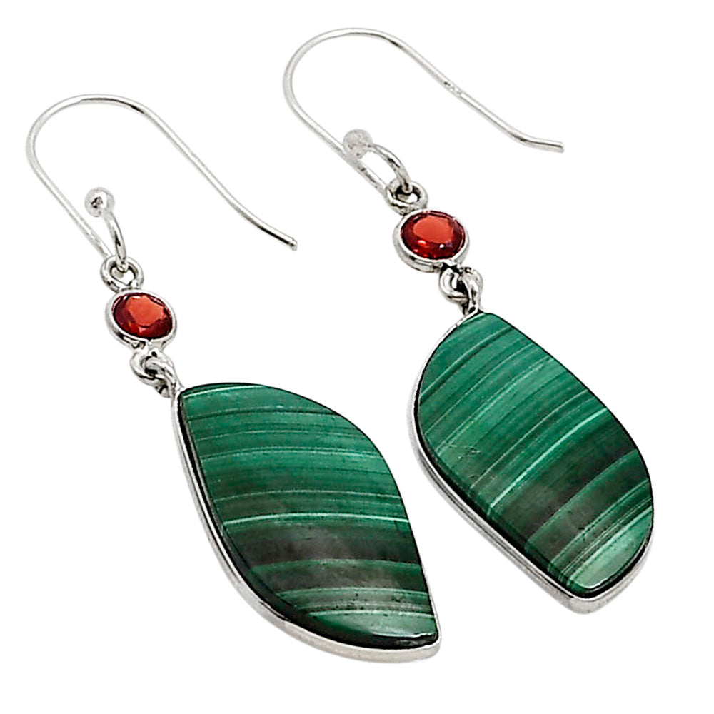 Malachite Eye and Garnet Earrings E-1002 SDE91027
