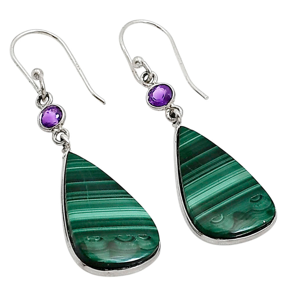 Malachite Eye and Garnet Earrings E-1002 SDE91029