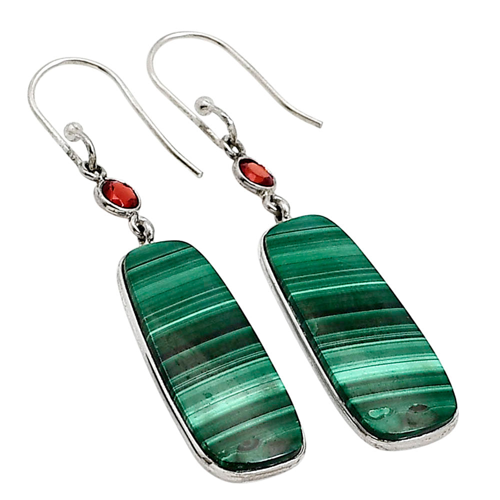 Malachite Eye and Garnet Earrings E-1002 SDE91033