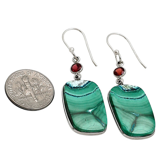 Malachite Eye and Garnet Earrings E-1002 SDE91035