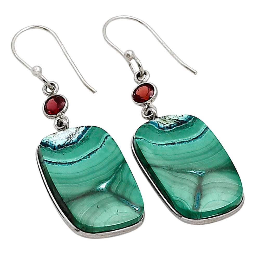 Malachite Eye and Garnet Earrings E-1002 SDE91035