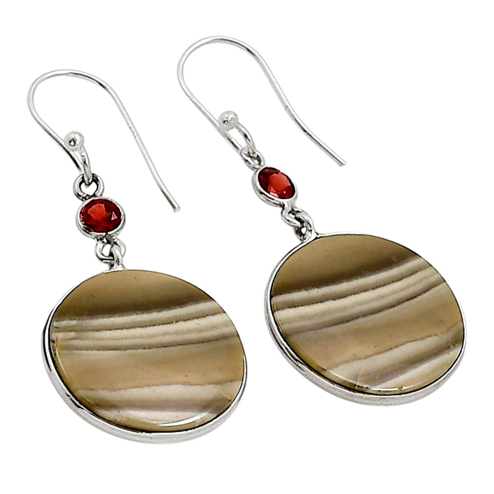 Flint Stone and Garnet Earrings E-1002 SDE91053