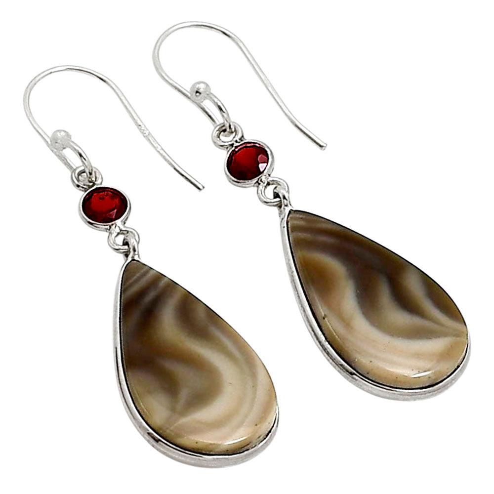 Flint Stone and Garnet Earrings E-1002 SDE91067