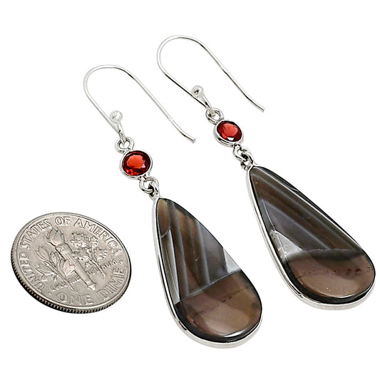 Banded Onyx and Garnet Earrings E-1002 SDE91069
