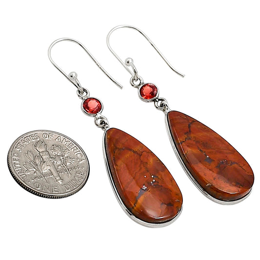 Red Moss Agate and Garnet Earrings E-1002 SDE91072