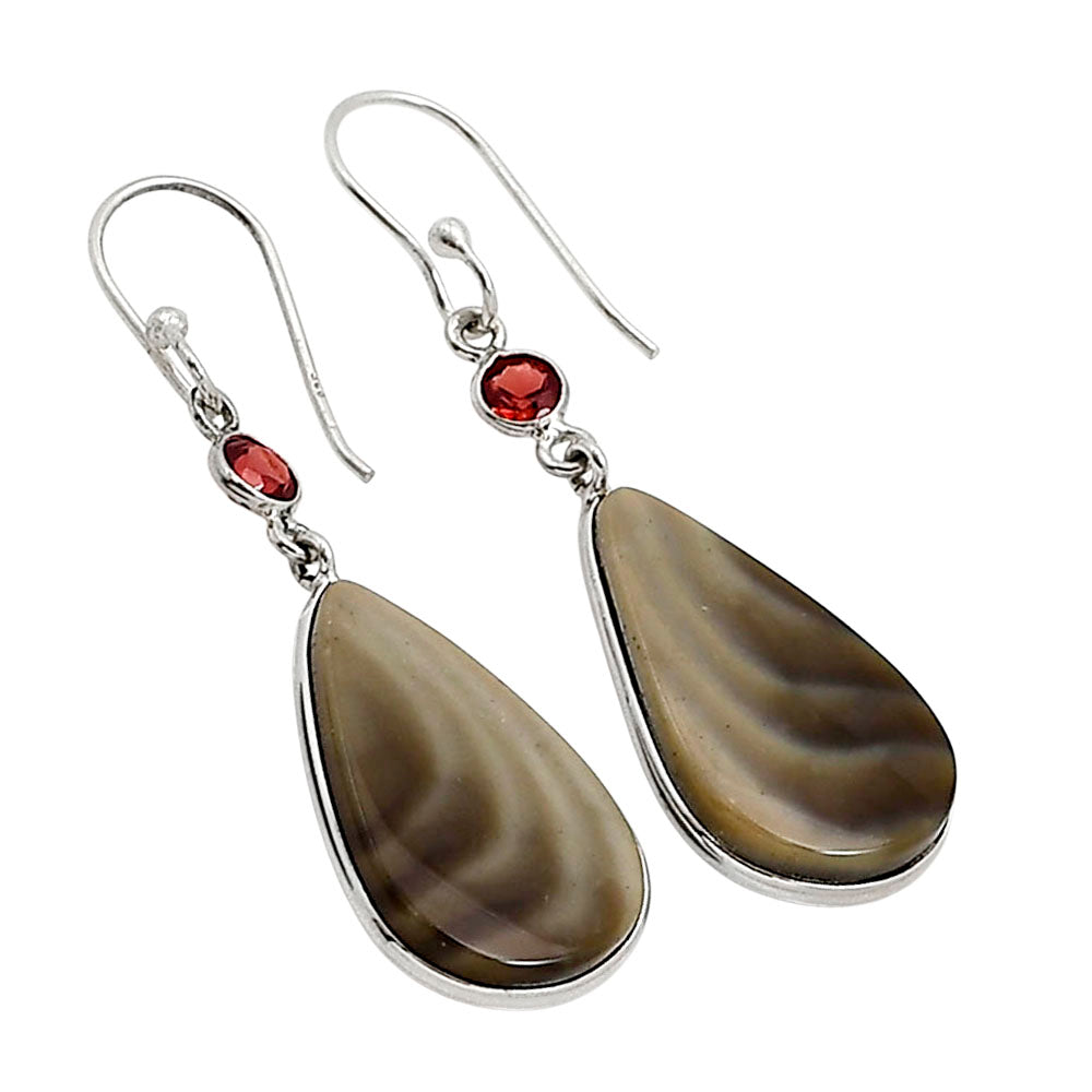 Flint Stone and Garnet Earrings E-1002 SDE91081