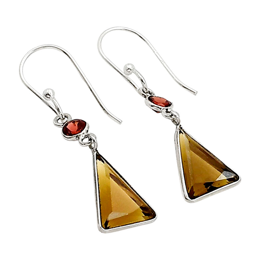 Cognac Quartz and Garnet Earrings E-1006 SDE91105