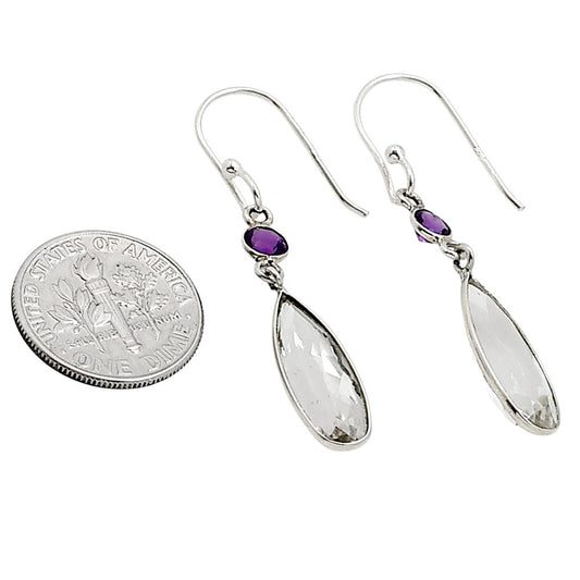 White Quartz and Amethyst Earrings E-1002 SDE91133