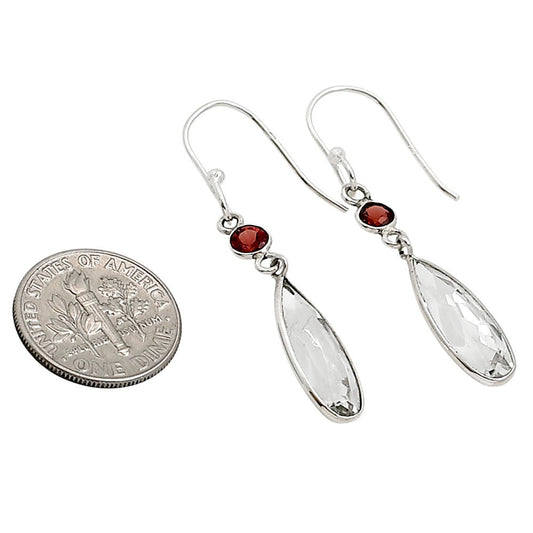 White Quartz and Garnet Earrings E-1002 SDE91136